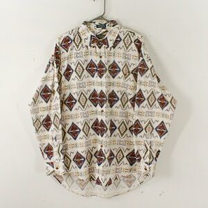 Vintage 90's Chaps Ralph Lauren Navajo Graphic Button Down Western Cowboy Shirt